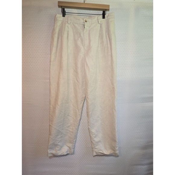 Roundtree & Yorke Easy Care Linen Blend 34×29 Cuffed Button Pocket‎ Pants - Picture 1 of 11
